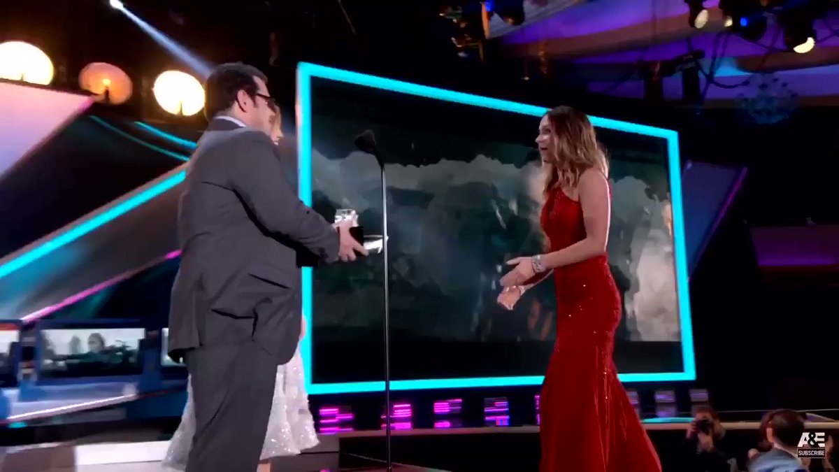Emily Blunt being surprised by husband, John Krasinski, after winning an award (2015)