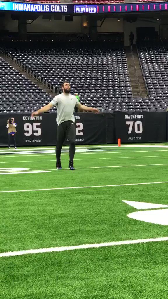 Is Andrew Luck dancing or warming up or both? 🤔