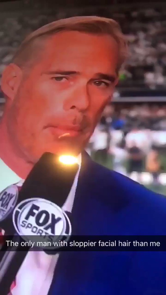 @FOXSports tell Joe Buck he missed a spot so he can make the proper halftime adjustment and get a clean shave...#playoffbeard #joebuck #fox #foxsports #cowboys #NFLWildCard #Seahawks