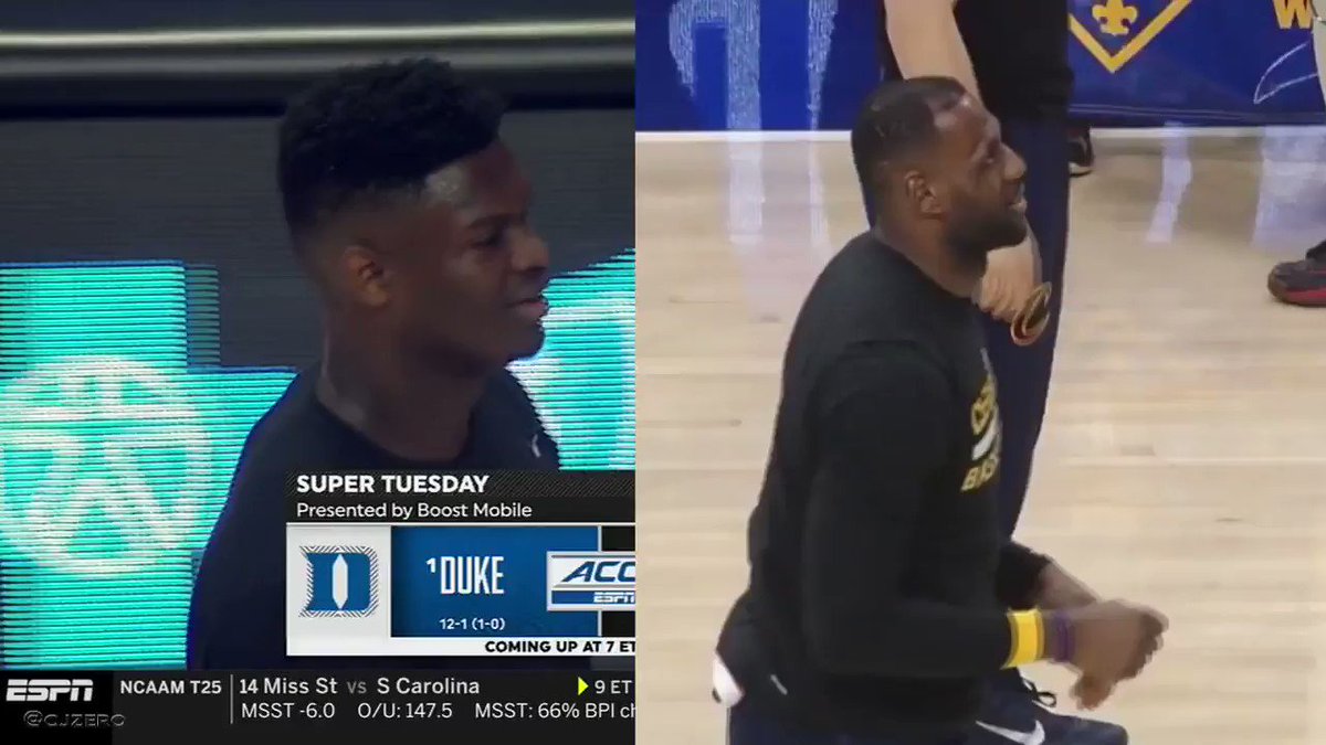 Zion x LeBron - side by side ball to the head