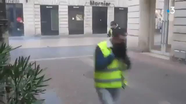 7/ This 51 year old firefighter got hit by anti-riot Flash ball deliberately in the face in #France and collapses immediately to the ground. He is now in a coma and fighting for his life in #Bordeaux when he went to protest with the #GiletsJaunes.