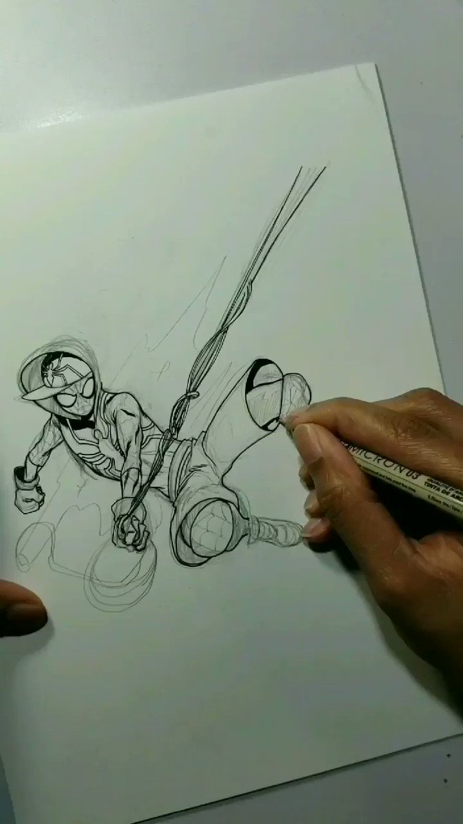 Quick sped up video of my #SpiderVerse spidersona drawing 😊