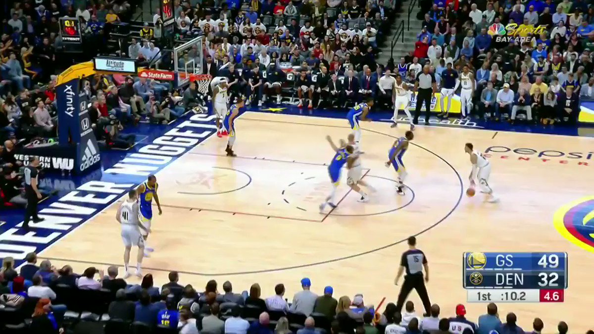 The last 10 seconds of the Warriors-Nuggets 1st quarter was 🔥
