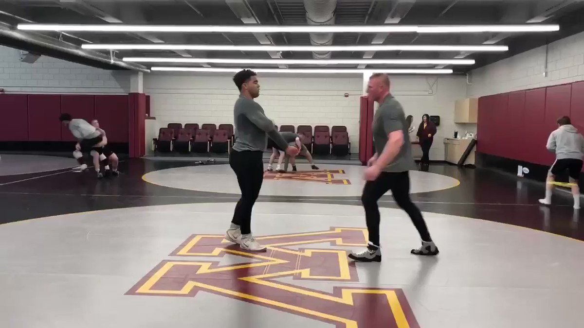 The #1 ranked heavyweight in the country, and he's 20-0. @GopherWrestling's @GSteveson works out with the reigning defending undisputed @WWE #UniversalChampion (and former #NCAA D1 Hvywt Champion) @BrockLesnar!