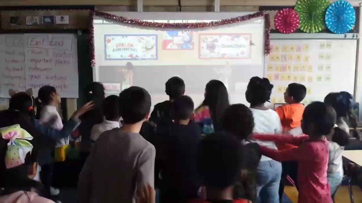 Gym canceled today. No worries we learned about the @Globies. ๐A great new partnership with @GoNoodle. Any future Globetrotters? @Globies