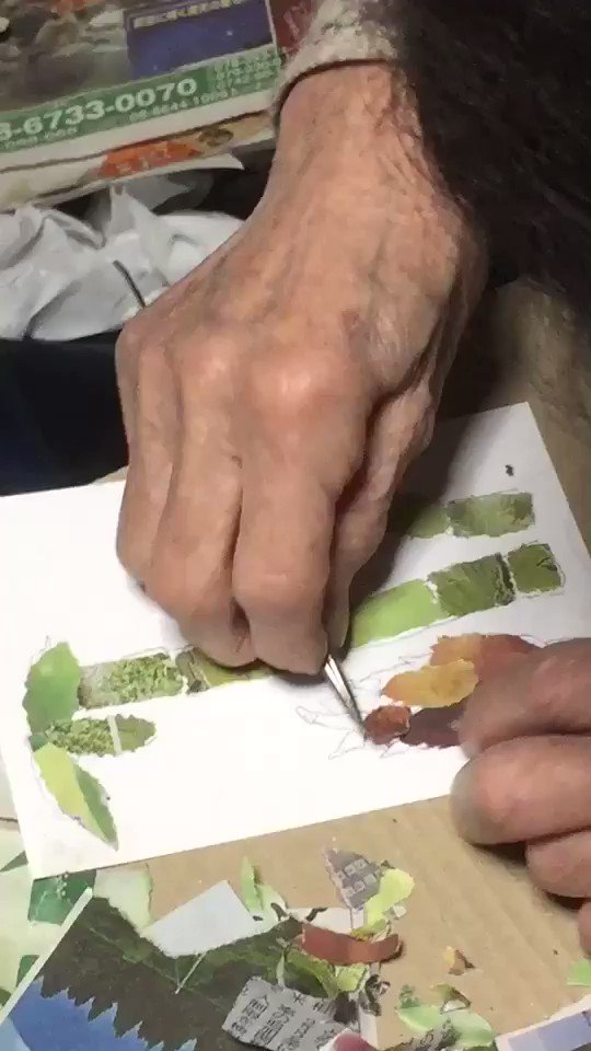 90歳のおばあちゃんが作る新聞紙ちぎり絵が味わい深い イラストレーターで漫画家の孫も 色選び 観察力 形をとる力がすごい と絶賛 Togetter
