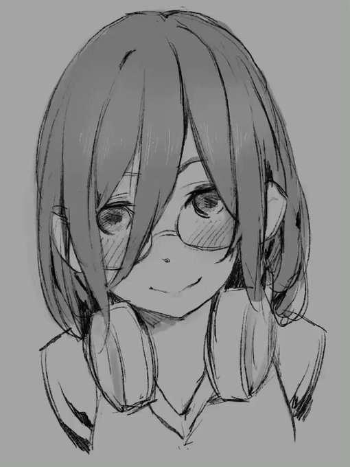 RotiX👓さんがTwitterに投稿した中野三玖(五等分の花嫁)のイラスト。