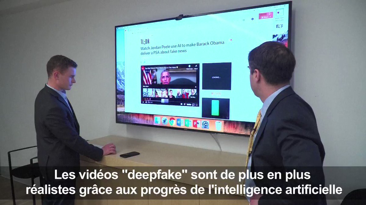 Les vidéos #deepfake qui manipulent la réalité deviennent de plus en plus crédibles grâce aux progrès de l'intelligence artificielle, créant un espace d'expression pour de nouveaux types de désinformation. Reportage @gclarenne #AFP