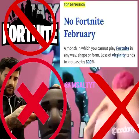 ITS OFFICIALLY NO FORTNITE FEBRUARY.
RT IF YOUR PARTICIPATING