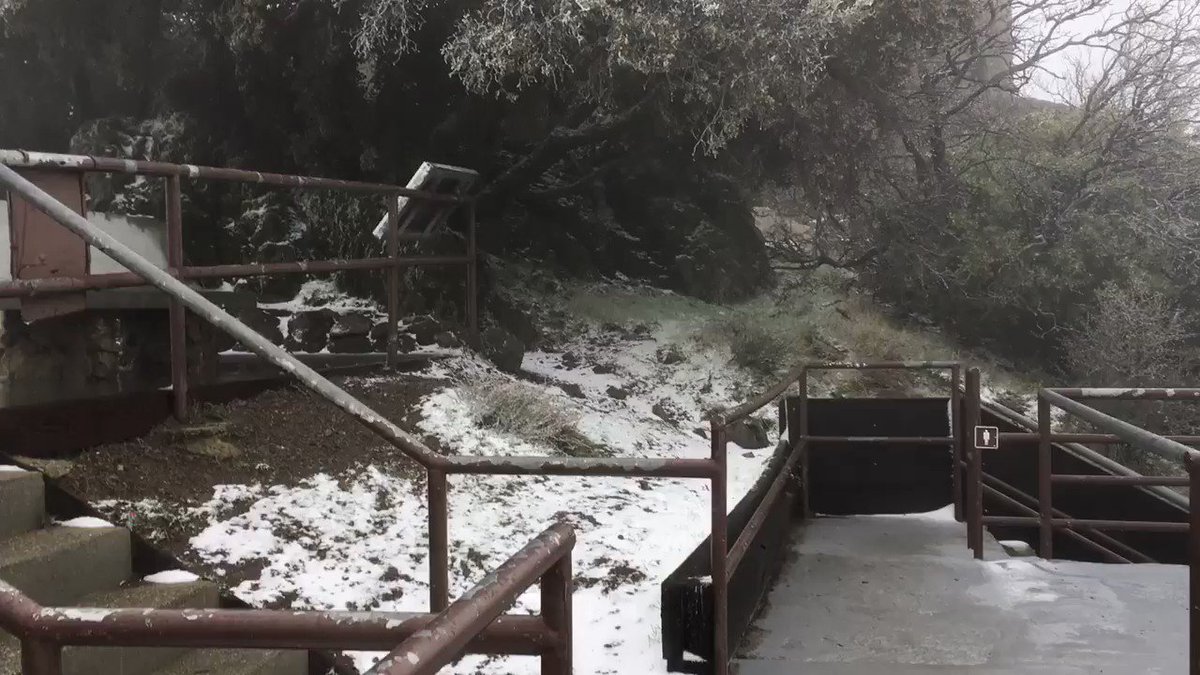 #HAPPENINGNOW Here’s the view from the summit of #MtDiablo at 3849 feet elevation. Road closed to public at 3000 ft. So far only a light dusting of snow, but plenty cold...and windy. @DrewTumaABC7 @SandhyaABC7 @LiveDoppler7 #ABC7now