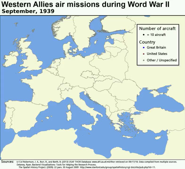 Map shows the air missions flown by the Western Allies during World War II. The borders change according with wartime developments too. This #map really brings #history to life. Outstanding work. Source: https://buff.ly/2HUWXIw #historyteacher #geographyteacher #WWII