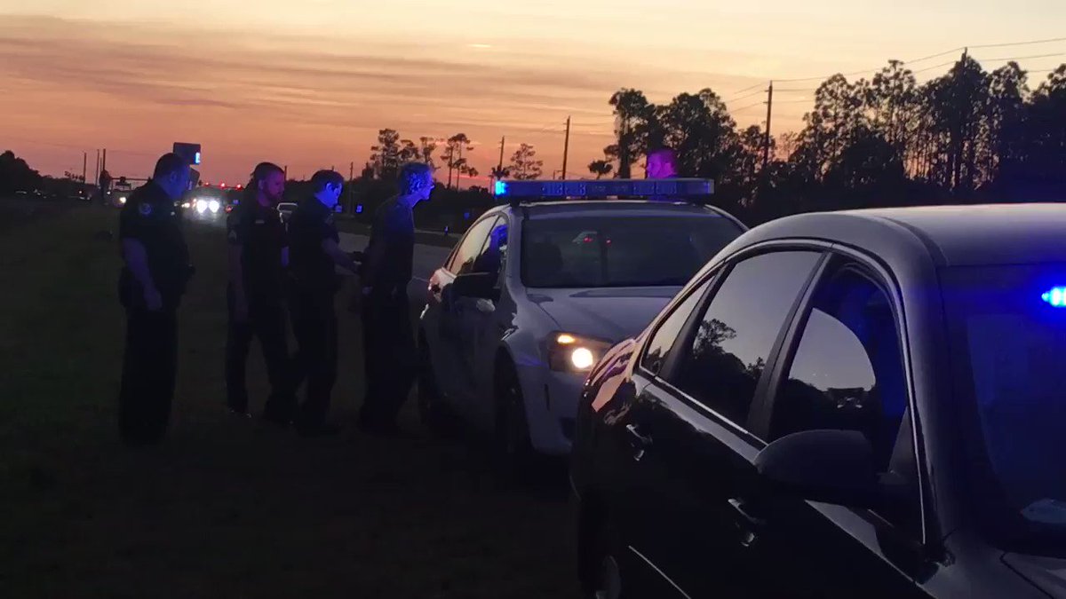 Only @WESH is there as man accused of setting mobile home on fire w roommate inside #ormondbeach, is arrested during traffic stop. @ORMONDBEACHPD say Joe Gerard poured gas inside & out, ignited it, took off. Female roommate managed to get out unharmed.