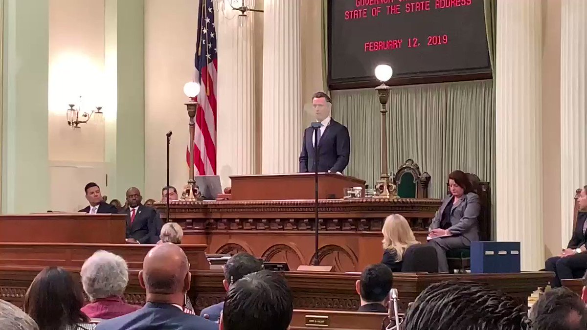 Governor @GavinNewsom wasted no time in his State of the State address by starting with President Trump and border security. @KTVU #California #stateofthestate