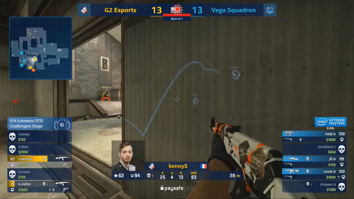 .@G2kennyS is a MACHINE with the AK 🤯
We take the win against @VegaSquadron 16-14. It was a nailbiter - GG WP gents 🤝