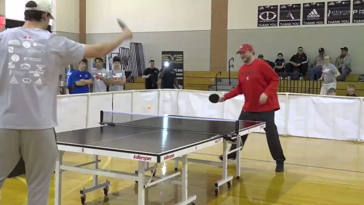 .@dmorey takes on @astros prospect Forrest Whitley at @DST_Houston’s ping pong tournament tonight at 6:00 on @HoustonRockets All Access!!!
