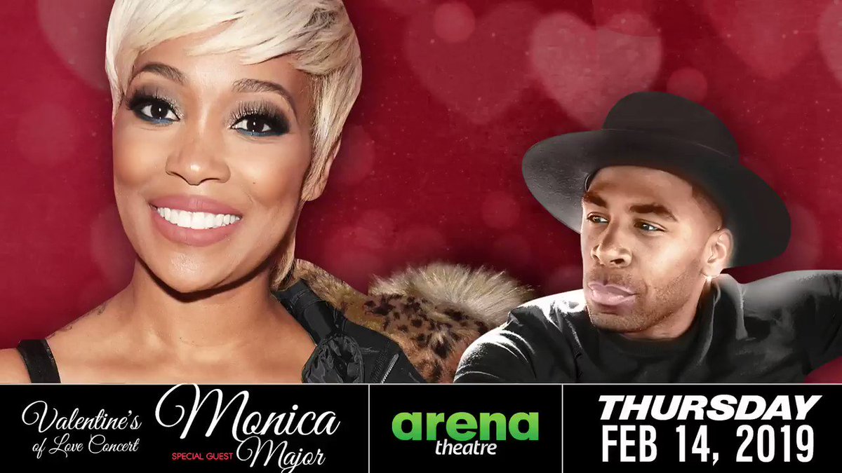Are you ready? Get your tickets to see Monica and special guest Major LIVE in concert at #ArenaTheatre! Thursday, February 14, 2019! What are you waiting for?! 👉https://bit.ly/2tgiJMV -- #LIVEShow #Houston #ValentinesDay