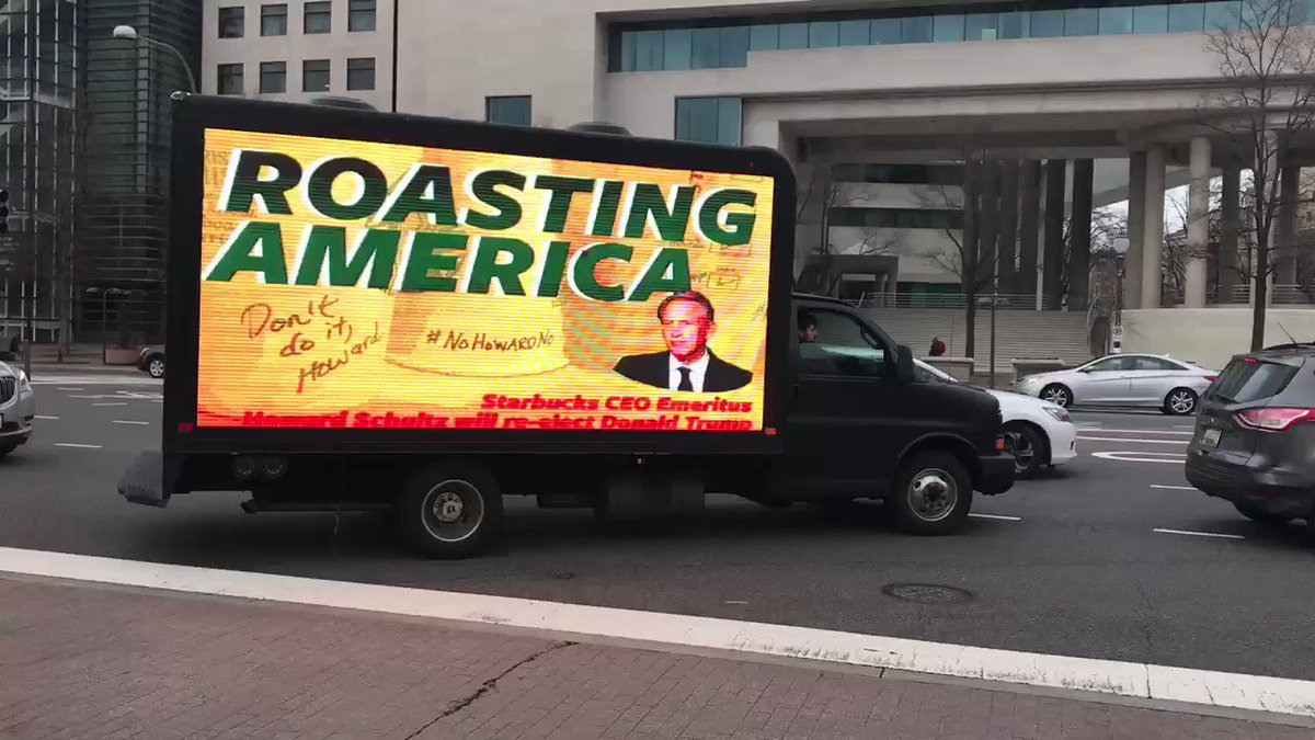 Video of the anti-Schultz truck (with the billboard changing to a #BoycottStarbucks message by the end)