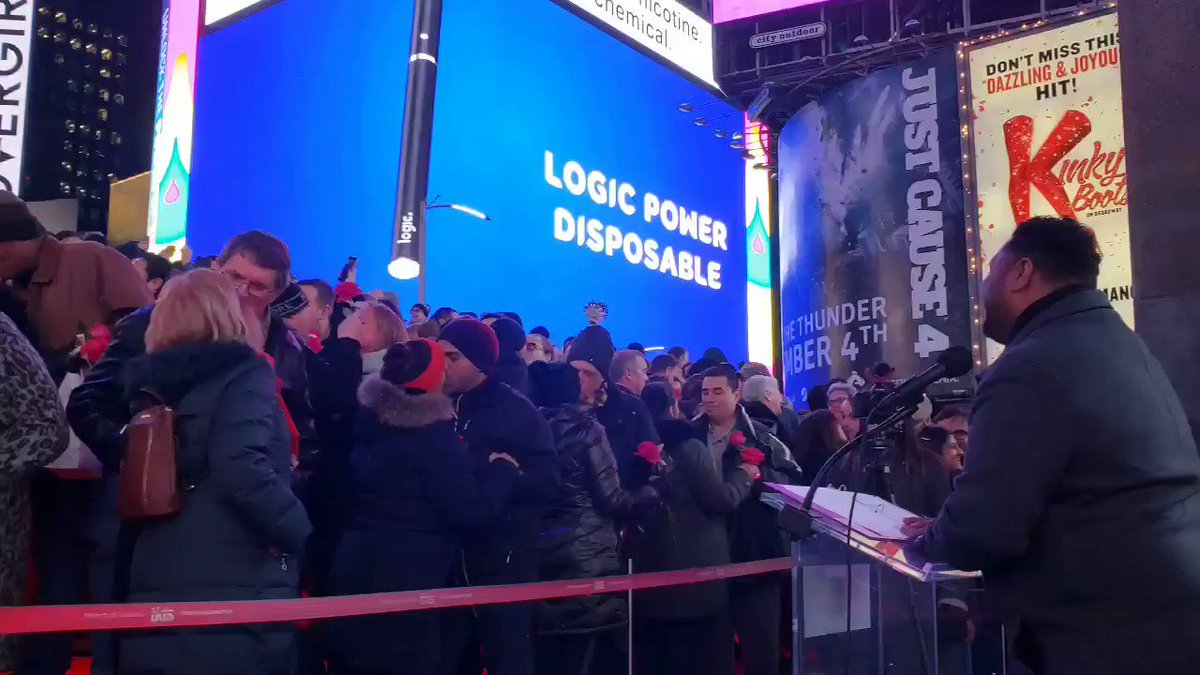 Thank you to everyone for joining us on the red steps to renew vows and celebrate love on #ValentinesDay! #lovetimessquare