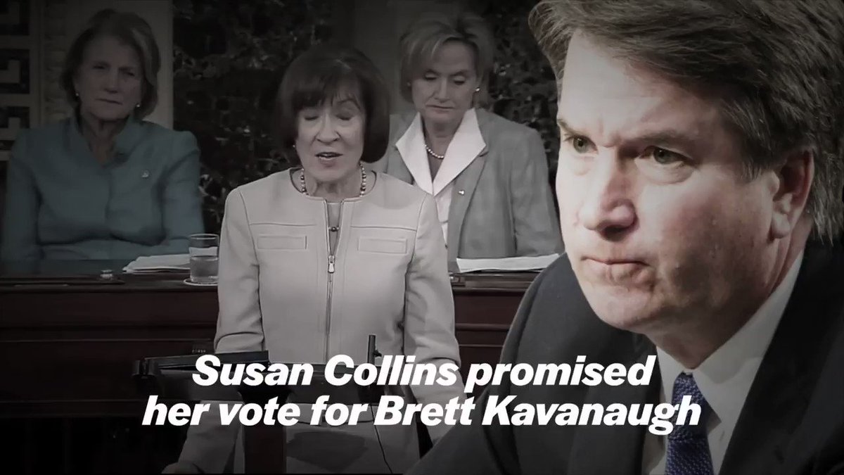 NEW: Susan Collins is doubling down on her vote for Brett Kavanaugh even after he very clearly declared war on Roe. We're running ads on television in Maine to hold her accountable. #mepolitics #StopKavanaugh
