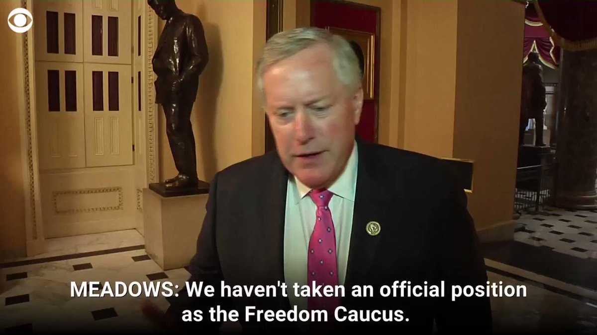 FREEDOM CAUCUS CHAIR: "I think there is wide support among all of my colleagues," says @RepMarkMeadows of the emergency declaration https://cbsn.ws/2IpgyBcย