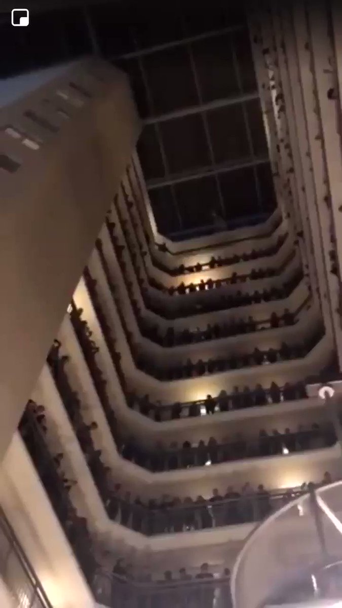 These are HS students singing from hotel balconies; I’d have been in my hotel room in cardiac arrest thinking I died and went to heaven .
