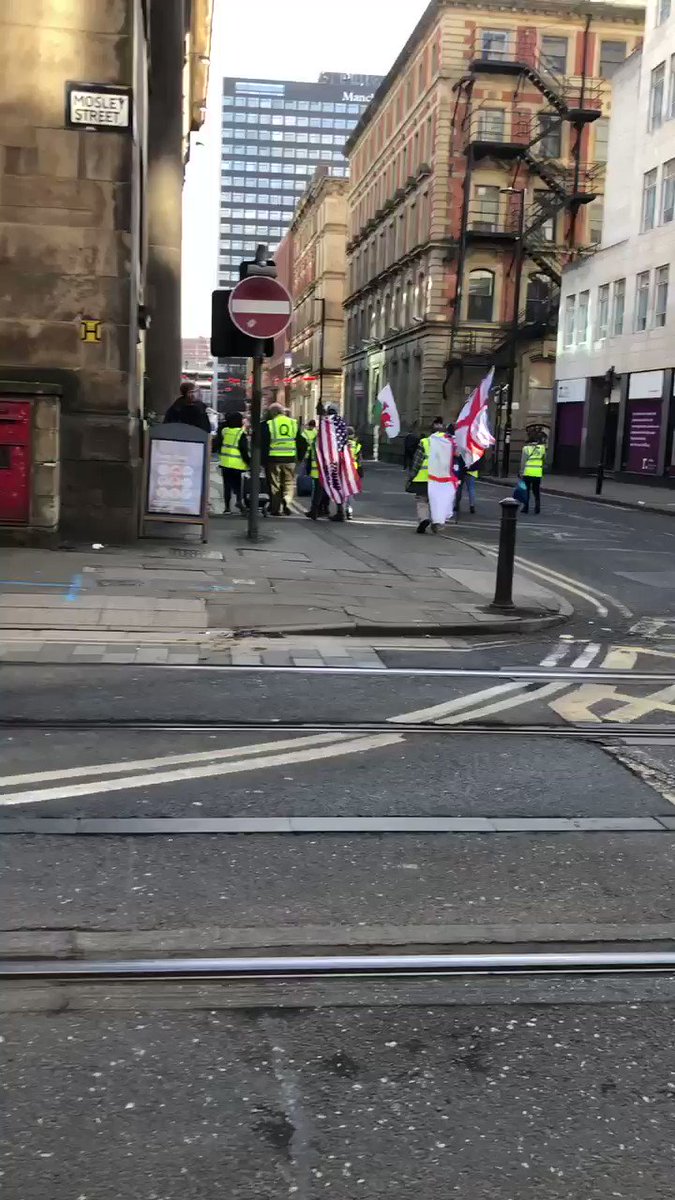 Pro-Brexit march in Manchester just now. Twelve people and one Trump 2020 flag.