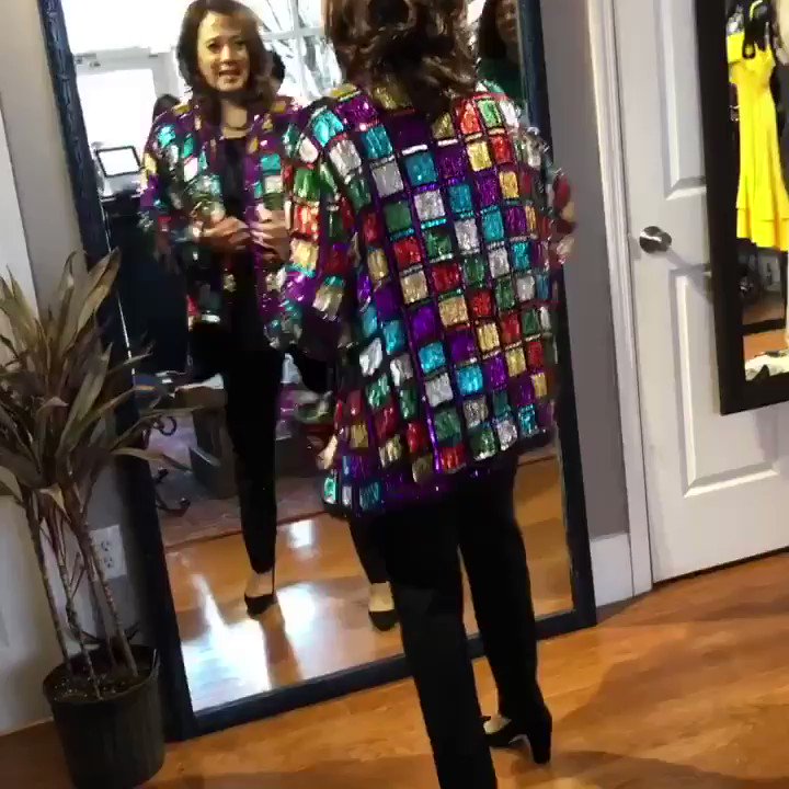 We kind of forced @kamalaharris to try on this awesome oversized rainbow sequin jacket ... She snapped it up. @alivitali perfectly named it as “the Mardi Gras Jacket” #2020 #SouthCarolina #CampaignFashionReport