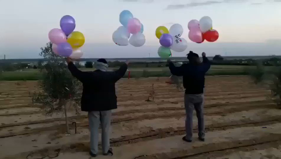 Several launches of incendiary and explosive balloons from #Gaza towards #Israel by Sons of Zouari earlier today.
