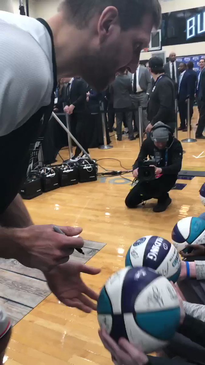 .@dallasmavs @swish41 bringing smiles to the faces of our @MakeAWish All-Stars! #NBAAllStar #TeamGiannis