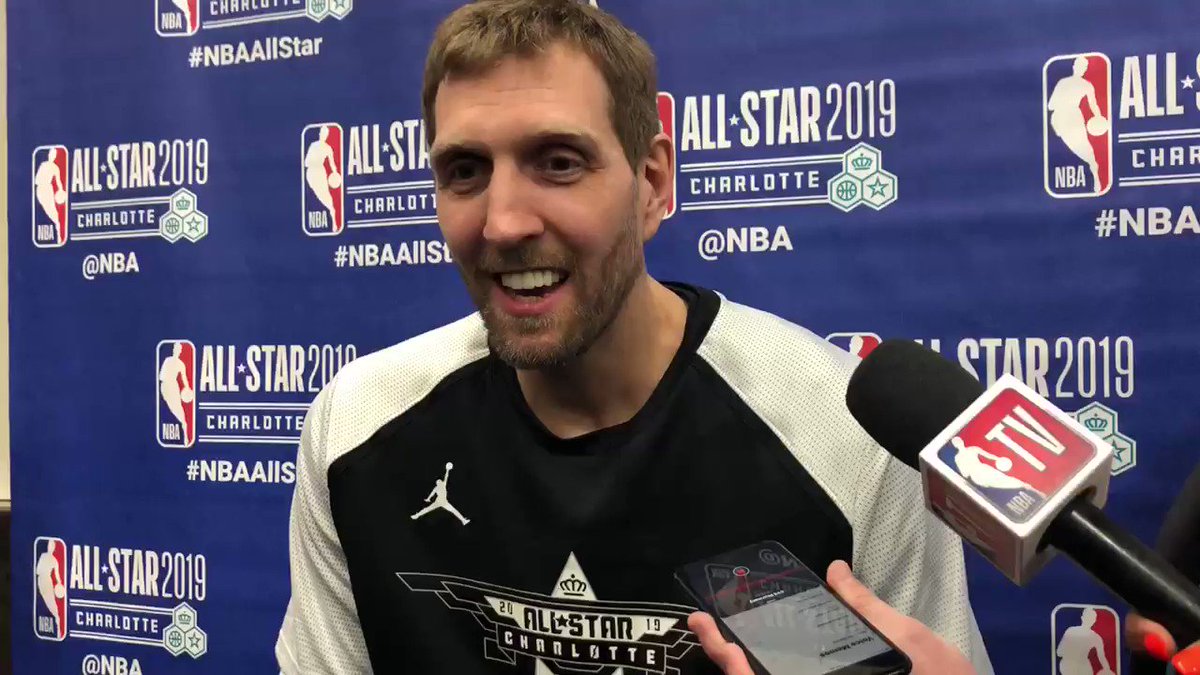 .@swish41 addressing the media after his 9pt performance for #TeamGiannis! #DirkNowitzki