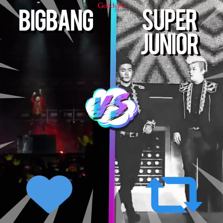 ¿Que grupo de K-Pop reina en Latinoamérica?
🏆 Ronda 18 de la K-Copa GoodsTV.
🔵 'Me Gusta' para BIGBANG.
🔴 'Retweet' para SUPER JUNIOR.
🕐 Votación Ronda 19 cierra Lunes 25 de Febrero 2019.