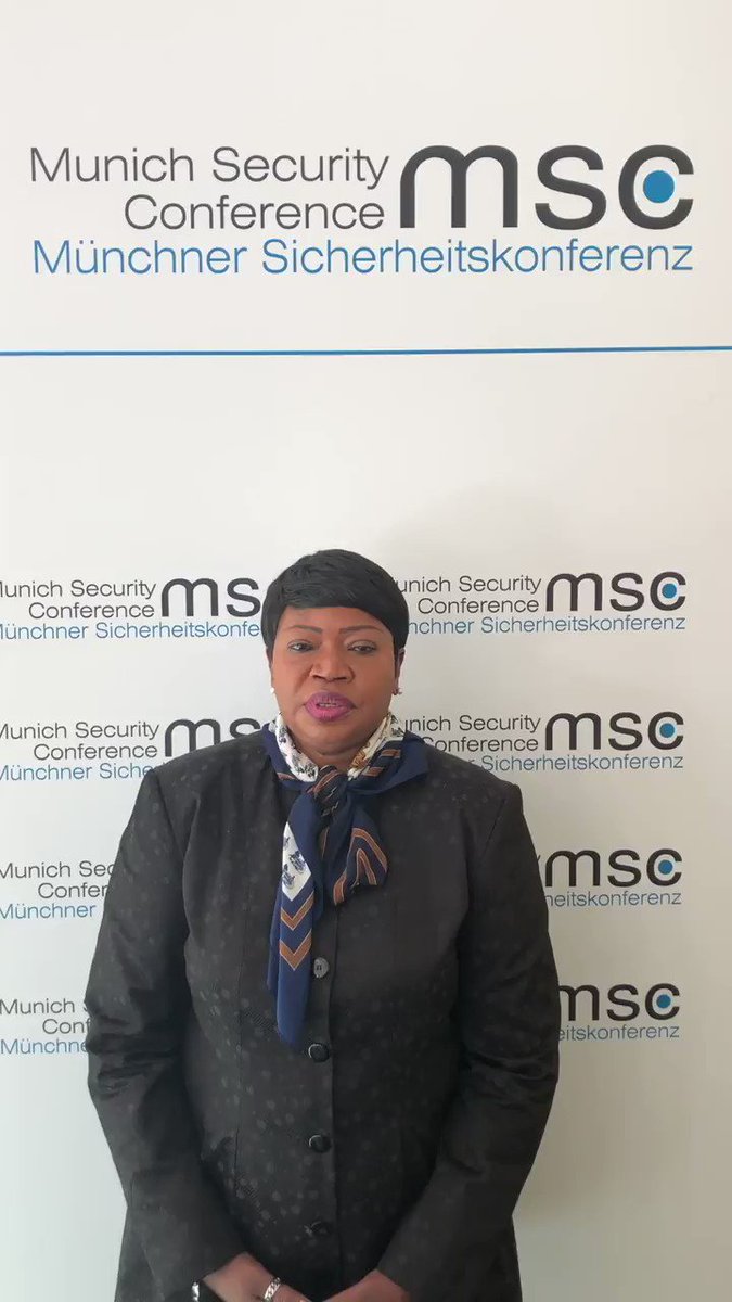 #ICC Prosecutor #FatouBenaouda: 'I have participated in #MSC2019 to bring to the discussions much needed attention on accountability for atrocity crimes as a key component to ensuring more stable and #secure societies.' #justicematters #buildingsupport
