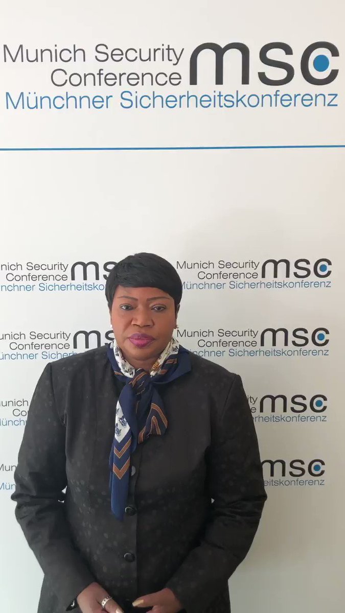 #ICC Prosecutor #FatouBensouda at #MSC2019: 'Ending #impunity for atrocity crimes, through independent and impartial prosecutions/judicial proceedings, must become a globally shared objective, for the sake of #victims and #humanity as a whole' #justicematters #endimpunity