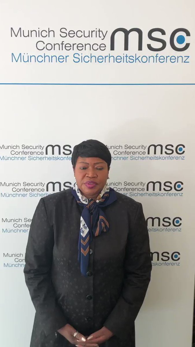#ICC Prosecutor #FatouBensouda at #MSC2019: '#ICC, as an independent permanent international criminal court of last resort will continue to pursue its important mandate #undeterred, notwithstanding challenges, occasional setbacks and, at times, hostile attacks' #justicematters