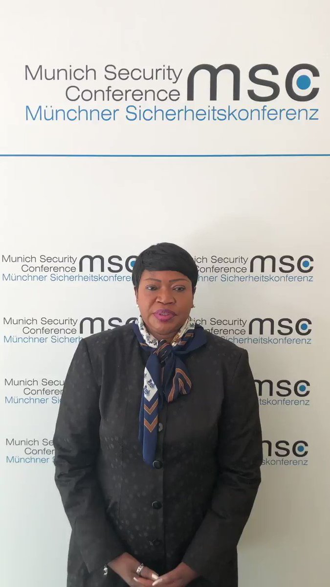 #ICC Prosecutor #FatouBensouda at #MSC2019: 'Atrocity crimes that shock conscience of #humanity are a threat to #peace & #security. If we're interested in finding solutions to security challenges, accountability for such crimes has a rightful place in the discussions'@MunSecConf