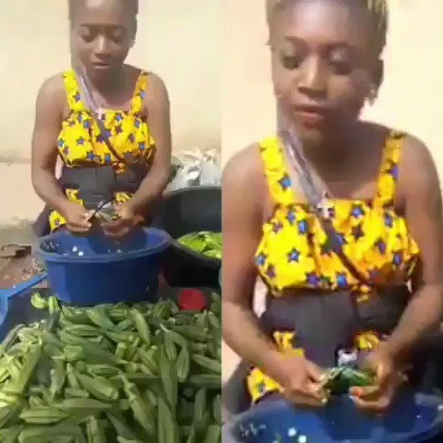Wow...she must have PHD in cutting okro.
What do you think?
