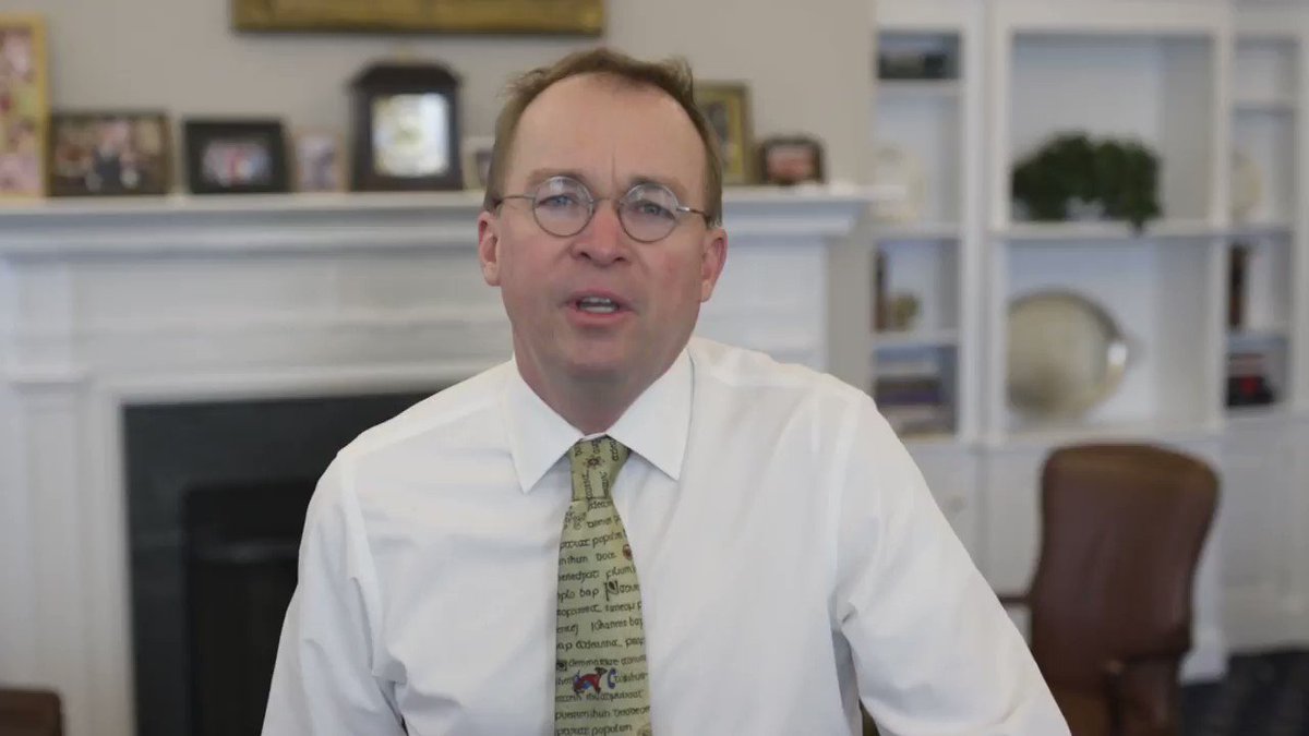 An update from Mick Mulvaney after this morning's senior staff meeting: