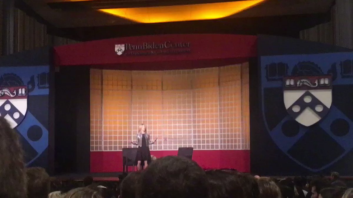 Former Vice President @JoeBiden is welcomed into Penn for a discussion with the university president @CBSPhilly