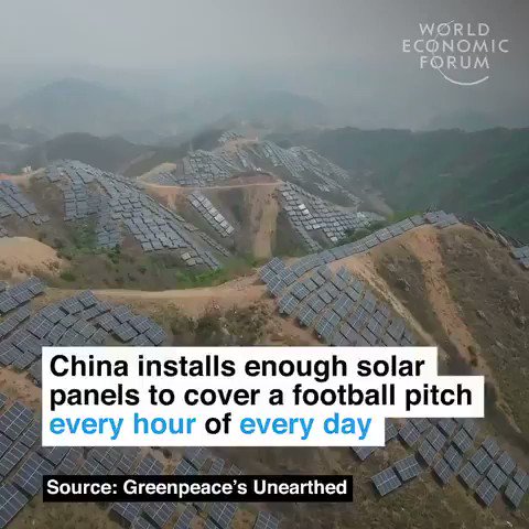 #China installs enough #solar to cover a football pitch once an hour every single day.
#climate #energy #FFF #1o5C #XR #WednesdayMotivation #tech #Sustainability #greenenergy #wednesdaythoughts #Renewable #savetheplanet #energy