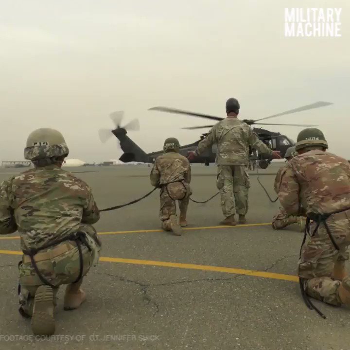 Moments before these soldiers rappel out of a helicopter, they are stoic and poised to the task at hand.
This video features soldiers during phase 3 of an Air Assault course held on Camp Buehring, Kuwait, as well as members from the Oklahoma National Guard at Camp Gruber.
