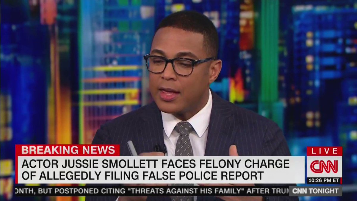 CNN’s Don Lemon panics over Jussie Smollett's felony charge: “Sean Hannity is going to eat Jussie Smollett’s lunch every single second. Tucker Carlson is going to eat Jussie Smollett’s lunch every single second. The President of the United States is going to eat his lunch”