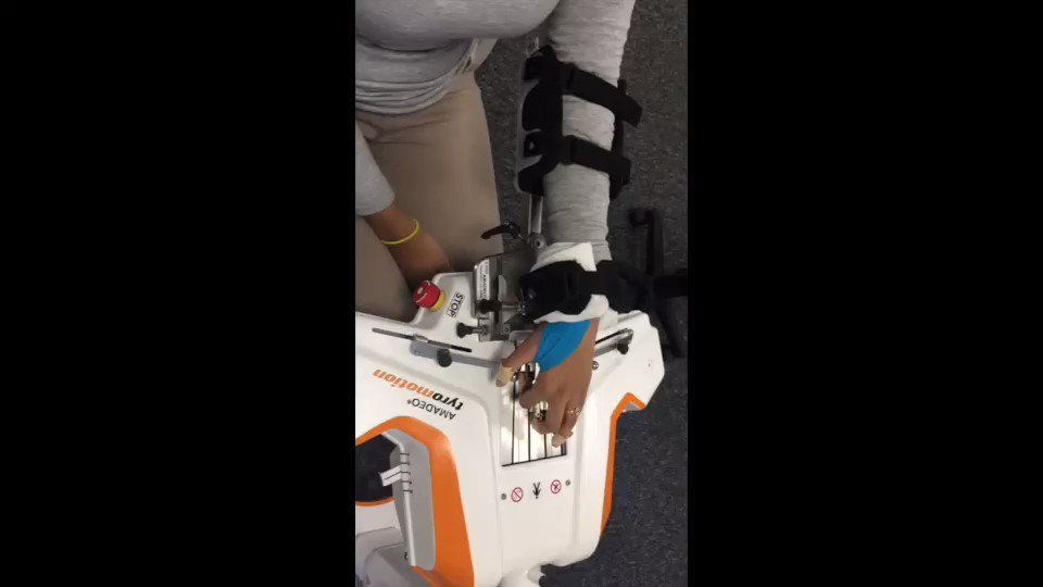 Today at MOTIONrehab's Intensive Neuro Rehab Centre we focused on Upper Limb Rehab & in particular rehab of the hand, fingers & thumb using AMADEO. This short film shows the AMADEO at work with a little bit of help from kinesiology tape to help thumb position on the AMADEO.