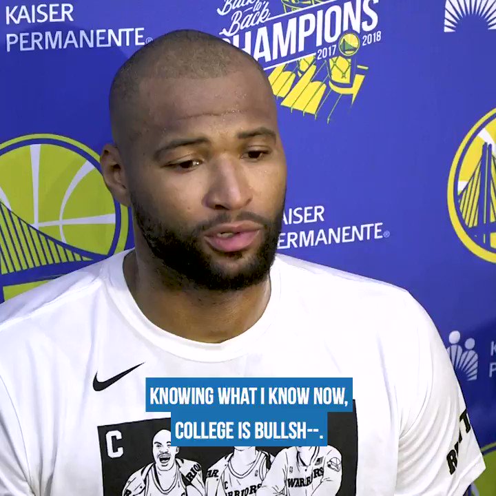 "Knowing what I know now, college is bullsh--. College basketball, the NCAA is bullsh--...
I think the highest ticket for that UNC-Duke game was $2,500, $3,500? And how much does Zion Williamson see? That's who they're coming to see."
-DeMarcus Cousins rips into the NCAA