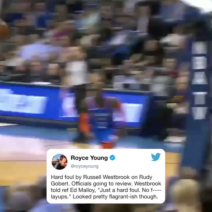 Russ let the officials know he’s not giving up any easy layups. (via @royceyoung)