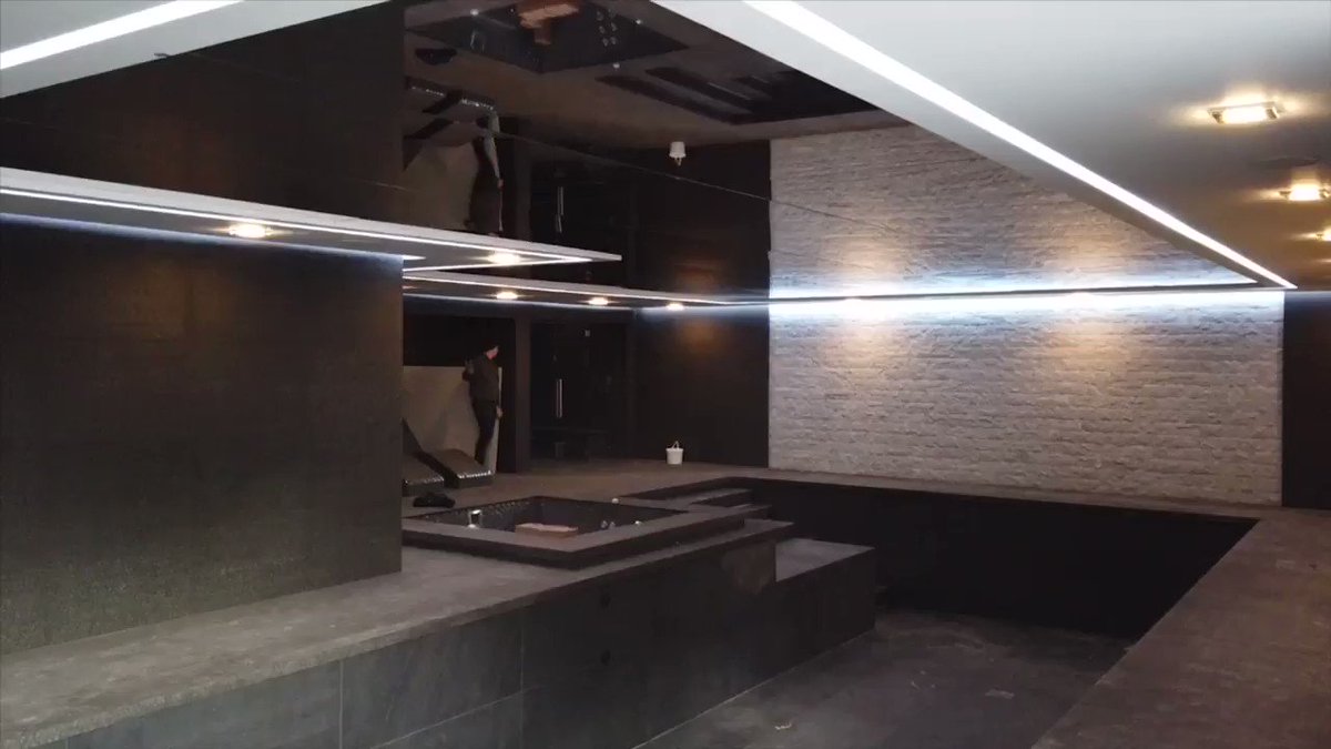 Just completed 90m2 Barrisol Mirror installation for a residential client. A technical installation with no visible fixings or openings. #barrisol #stretchmirror #pool #interiordesign #barrisolmirror #swimmingpool #mirrorceiling