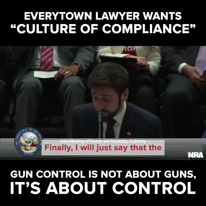 When testifying on Nevada's "universal" background check law, William Rosen, atty for Everytown, said the purpose of the proposed legislation is to create a "culture of compliance." He proved that anti-gunners' plan is to control gun owners, not crime. ➡️ http://bit.ly/BloombergsMasterPlan …