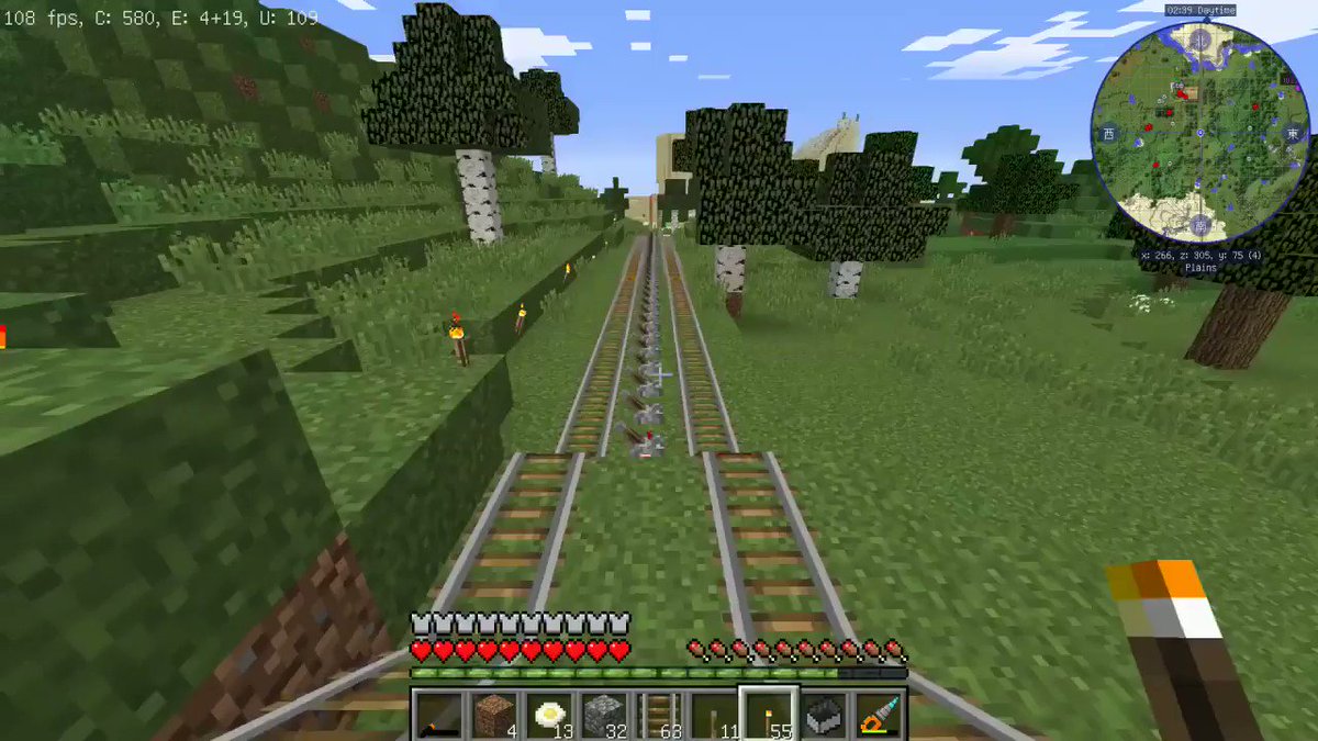Minecraft トロッコが爆速で走る 直線ドリフト線路 の作り方 トロッコ最速 バニラ可 最新ver 対応 Pontakoblog