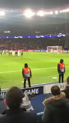 This Man Utd fan celebrating United’s winner at PSG last night from the home end. Balls of steel 😂👏