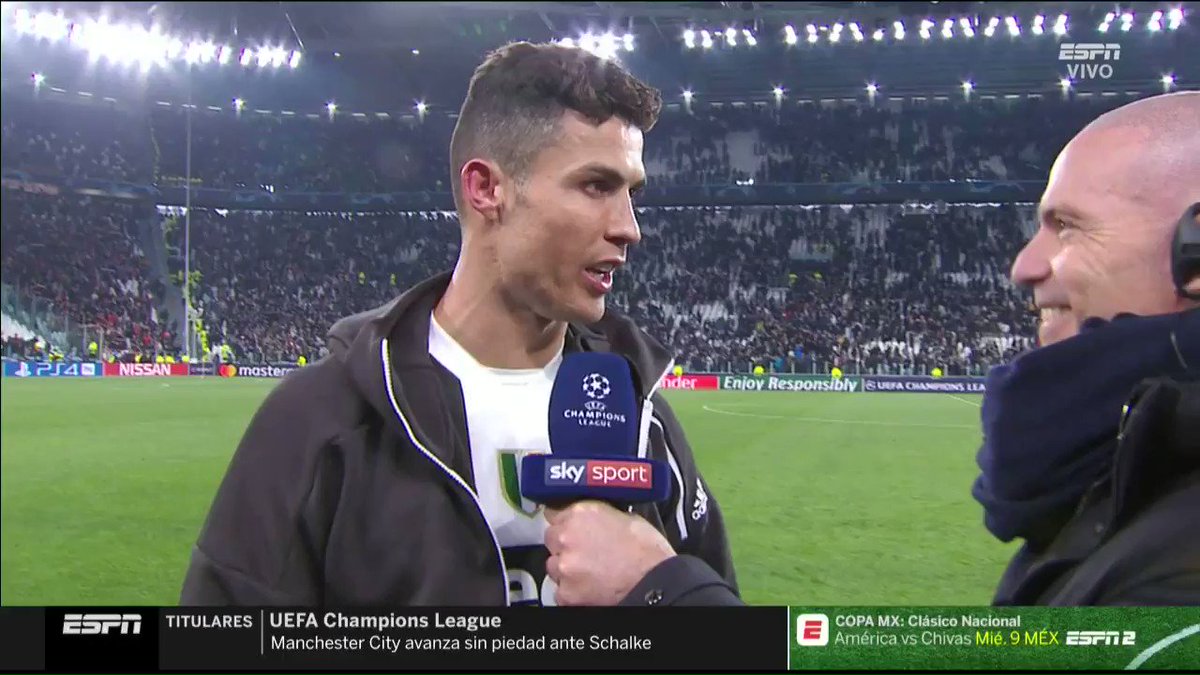 "Hoy demostramos que merecíamos pasar"
Cristiano Ronaldo contundente y agradecido con el equipo después de la remontada en #ChampionsxESPN 😎