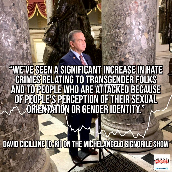 “We’ve seen a significant increase in hate crimes relating to transgender folks and to people who are attacked because of people’s perception of their sexual orientation or gender identity” Rep. @davidcicilline discussing the need for the #EqualityAct on The @MSignorile Shoow